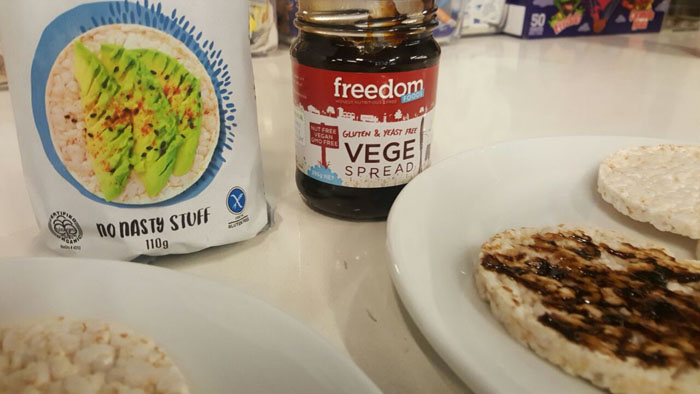Brown Rice Cake with Vegan Vegemite